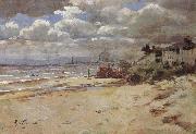 Girolamo Nerli Coast scene with pier Spain oil painting artist